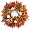 Harvest Wreath With Pumpkins Berries Vine Circle Halloween Thanksgiving Door Decor