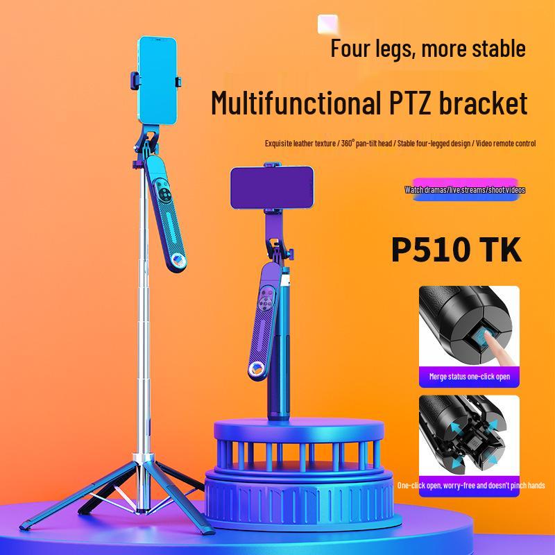 

P510TK Bluetooth Selfie Stick with Quad-Leg Stability & Multi-Functional Ball Head for Overhead Shots