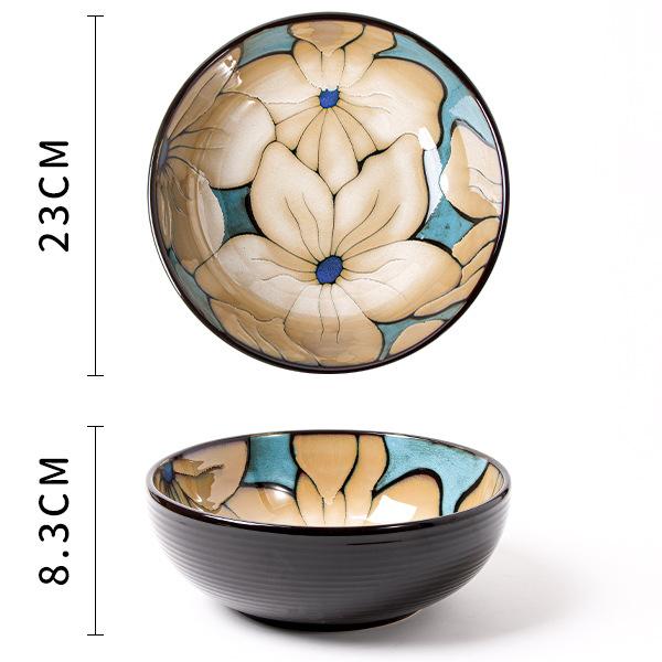 Chinese Ceramic Tableware Creative Hand-painted Soup Bowl Home Fruit Salad Bowl Large Noodle Bowl Restaurant