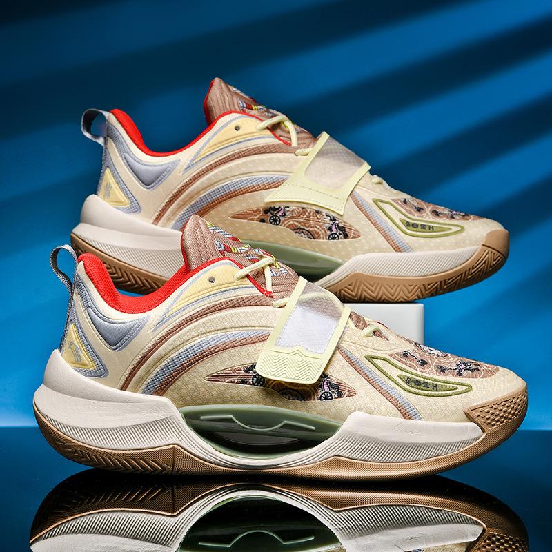 Guochao Youth Wear-resistant Non-slip Luminous Actual Basketball Shoes Men's and Women's Versatile Thick-soled Trendy Velcro Sports Shoes