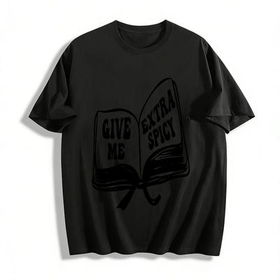 Give Me Extra Spicy Book Print Casual Tee For Spicy Food Lovers Pure Cotton T-shirt