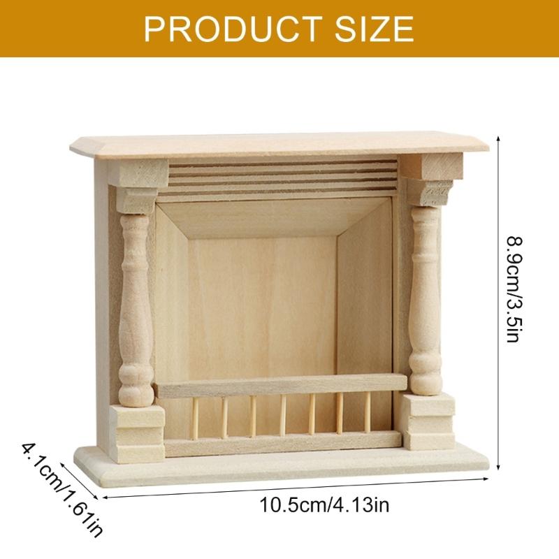 1/12 Scale Wood Miniature Mantelpiece Model Figurine Unpainted Perfect for Dollhouses Decoration and Crafting Project