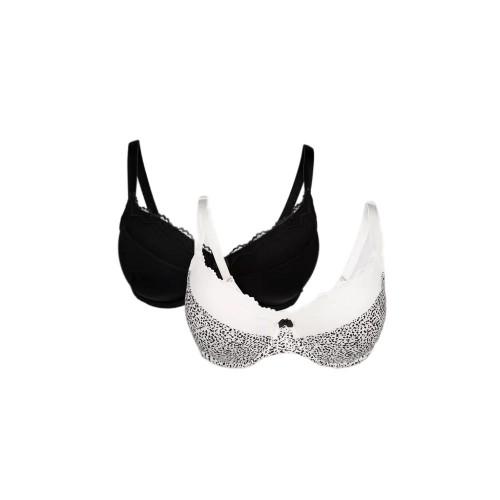 Gorgeous Womens/Ladies Padded T-Shirt Bra (Pack of 2) 32DD blanc/noir