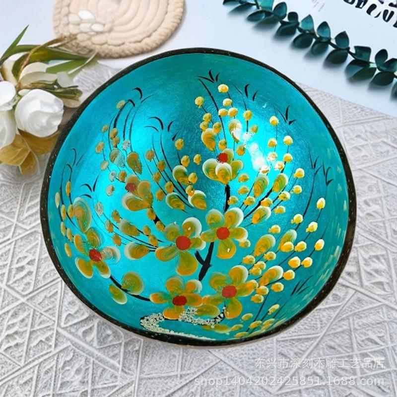 Vietnamese Coconut Shell Bowl Decorative Serving Dish Snacks Nuts Candy Home Decor Storage