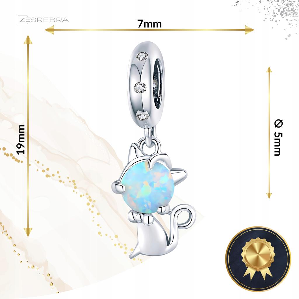 Charms Pearl Kitten S925 Pendant Beads Cat Colorful Pendant
