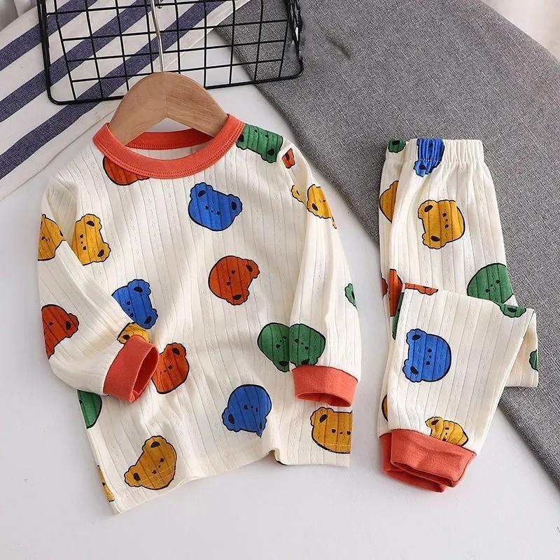 Boys Fall Cotton Underwear Set Cartoon Long-sleeved Round Neck Top + Pants Two-piece Set