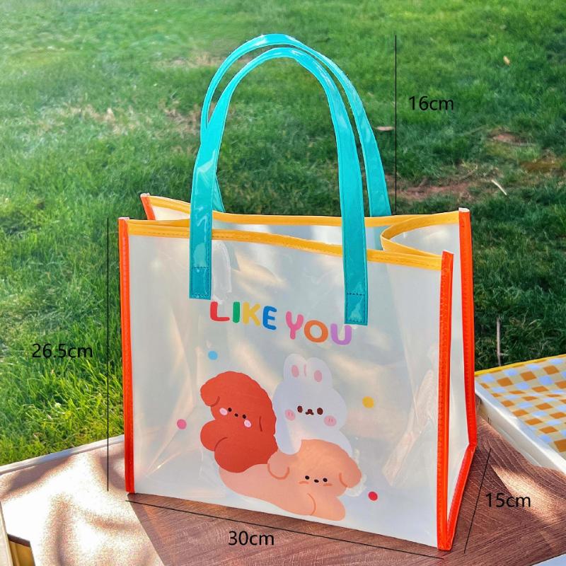 Ins Summer Girls Jelly Bag Cartoon Bear Transparent Shoulder Bag Waterproof Beach Bag Student Travel Handbag