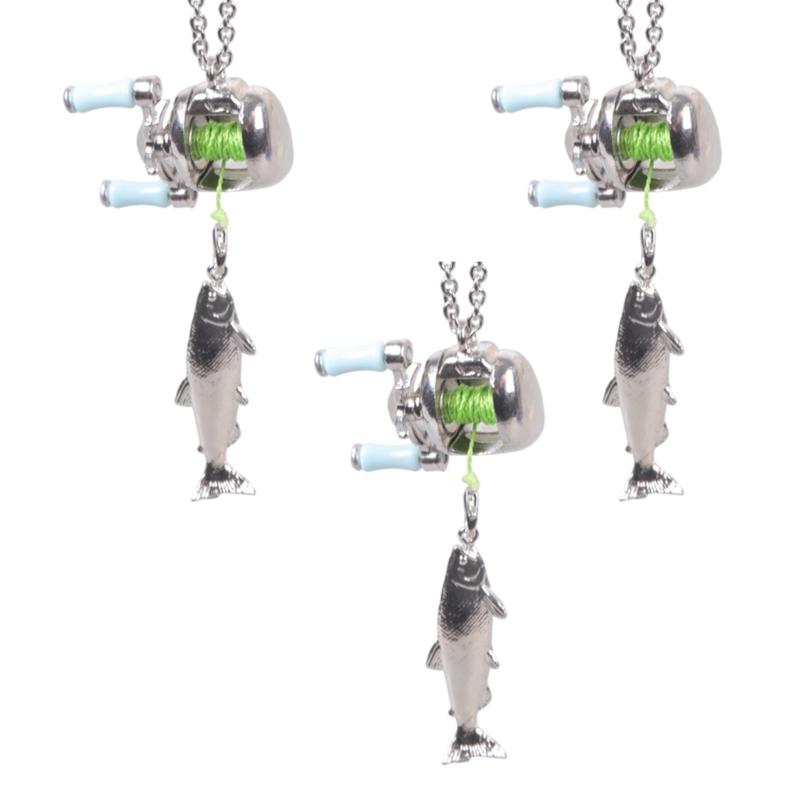 Miniature Fishing Reel Necklace Pendant Decorative Adjustable Length Neckchain Jewelry For Fishing Enthusiasts