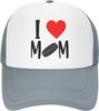 I Love Hockey Mom Graphic Print Mesh Trucker Hat Adjustable Baseball Cap Casual Unisex