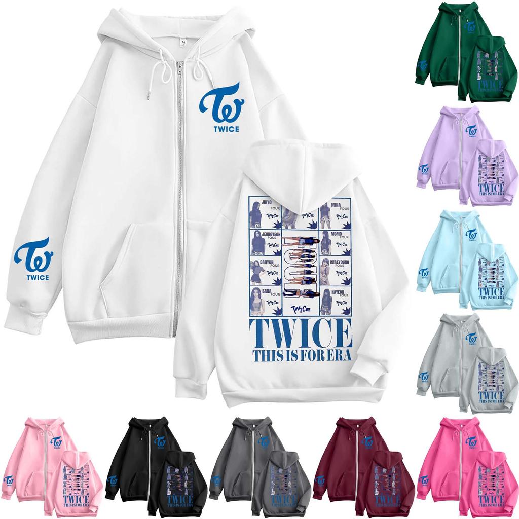 Damen Casual Mode Bedrucktes Langarm-Kapuzensweatshirt mit Reißverschluss