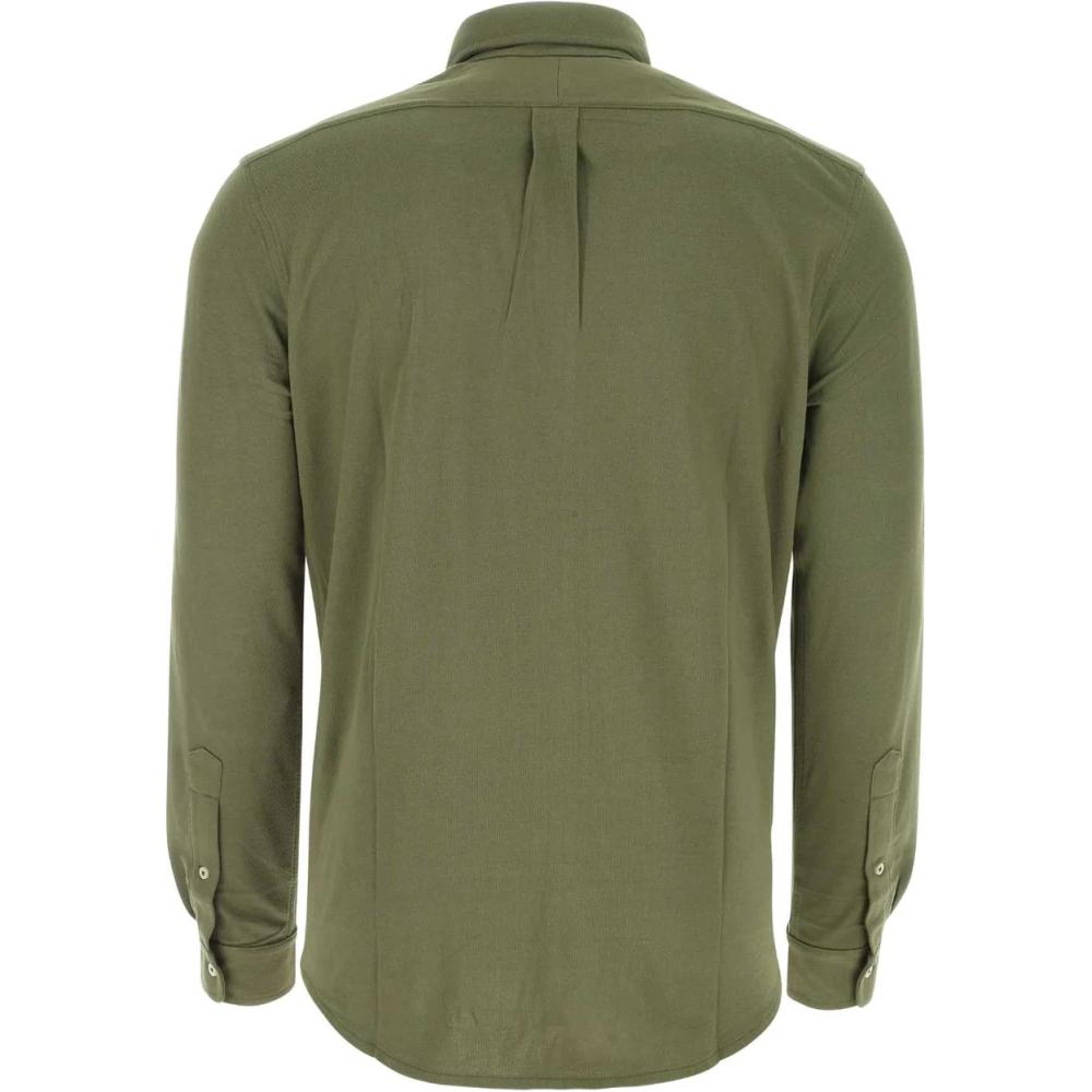 Polo Ralph Lauren FW22 Solid Logo Embroidered Single-Breasted Long Sleeve Shirt Men shirts Green 710654408-092