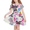 Summer New Girls Short-Sleeved Dress Hello Kitty 3D Printed Children's Fishtail Skirt Casual