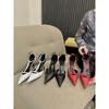 Retro Temperament Fashionable T-Strap Shallow Mouth Single Shoes Pointed Thin Heel Buckle Sandals
