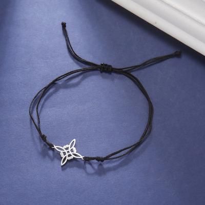 Stainless Steel Witch Knot Pendant Bracelet for Women Men Jade Cord Rope Bracelets Wicca Witchcraft Amulet Jewelry Gift