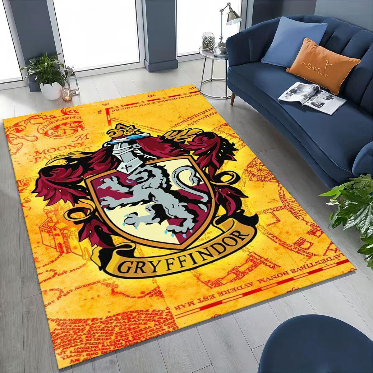 

3D Мультяшний Килим з Магічним Знаком H-Hogwarts для Спальні Вітальні Дивана Домашній Килимок для Дверей Декор, Великий Дитячий Ігровий Нековзкий Килим на Підлогу 120x160cm( 47x62in )