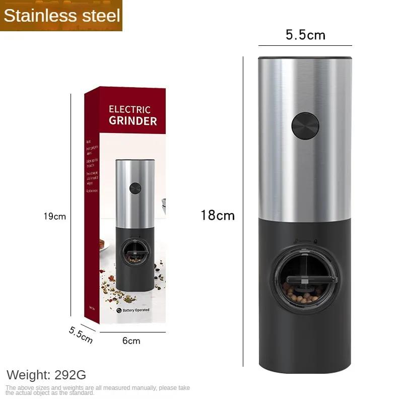 Battery Powered Pepper Grinder Electric Adjustable Coarseness Automatic Peppercorn Sea Salt Cordless Grinder Kitchen Tools