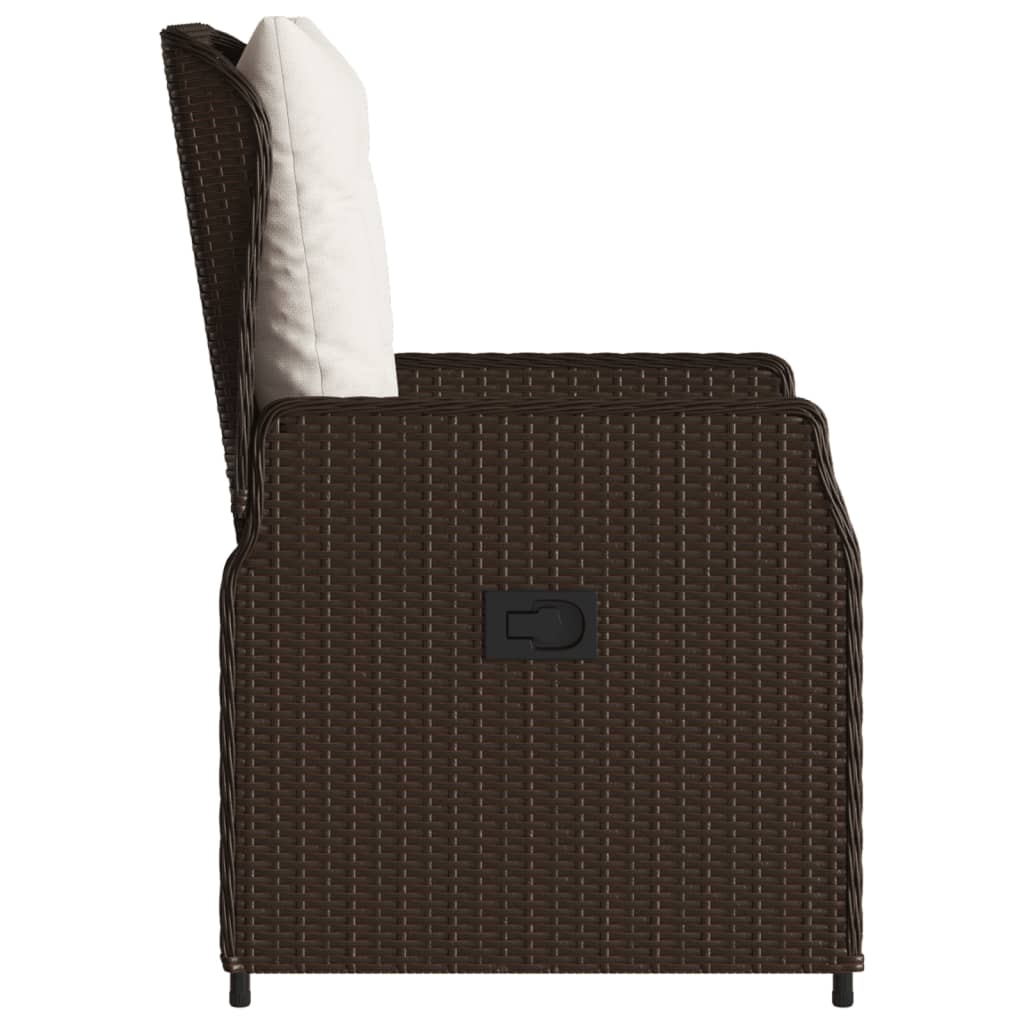 Garden Chair Set 2 pcs Adjustable Brown Poly Rattan