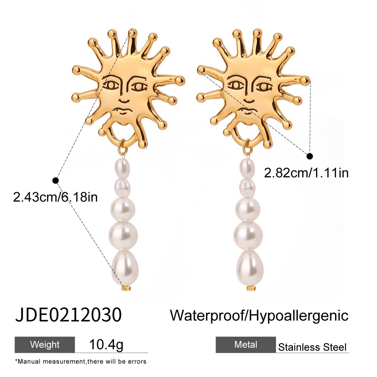 

Серьги-подвески «Подсолнух» из стали с покрытием цвета 18-каратного золота, с жемчугом из стекла, элегантные женские украшения в стиле легкой роскоши