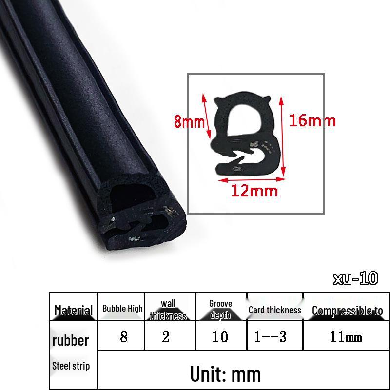 U-Shaped Rubber Steel-Backed Sealing Strip for Car Doors and Cabinets