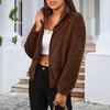 Women's Fashion Winter Warm Comfortable Windbreakers Lady Long Sleeve Lapel Fleece Plush Jacket Coat