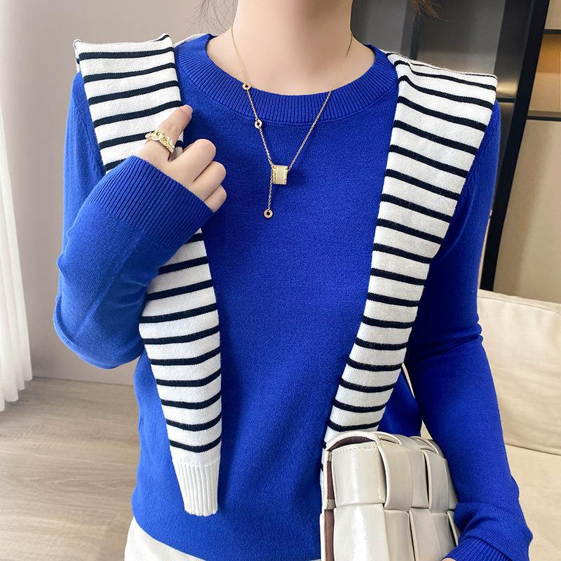 New Round-neck Sweaters for Women In Autumn and Winter, Pullover Knitted Sweaters, Solid-colored Long-sleeved Shirts for Women