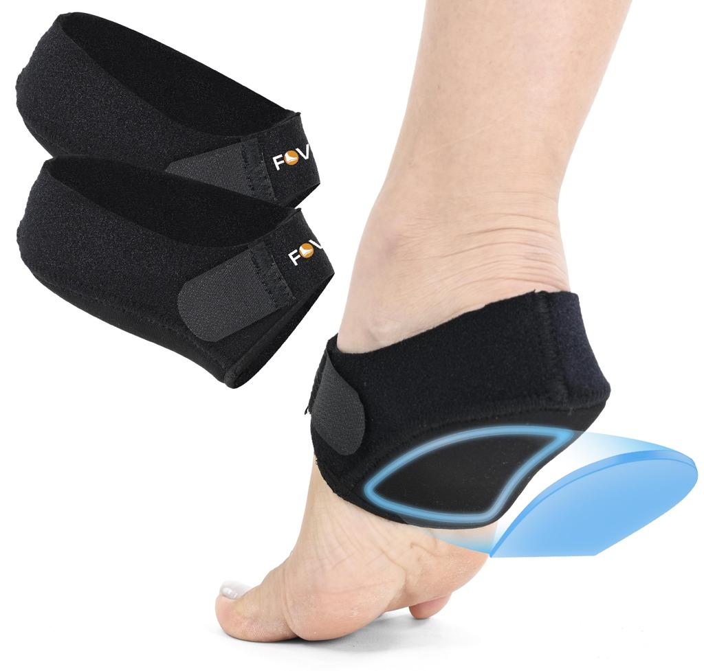 FOVERA Heel Cup Sleeve with Gel Padding for Plantar Fasciitis & Heel Pain Relief - Breathable Neoprene Fabric, Heel Protector for Men & Women - Sho