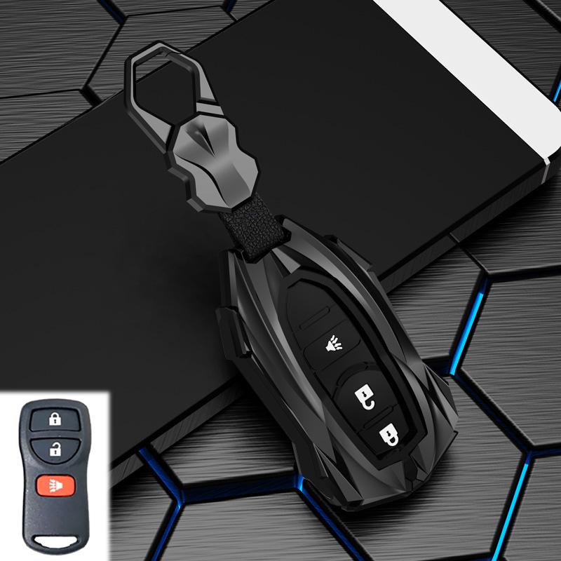 Zinc Alloy Car Key Cover For Nissan 350Z Maxima Sentra Armada Titan Kicks Murano Smart Remote Control Protect Case Keychain