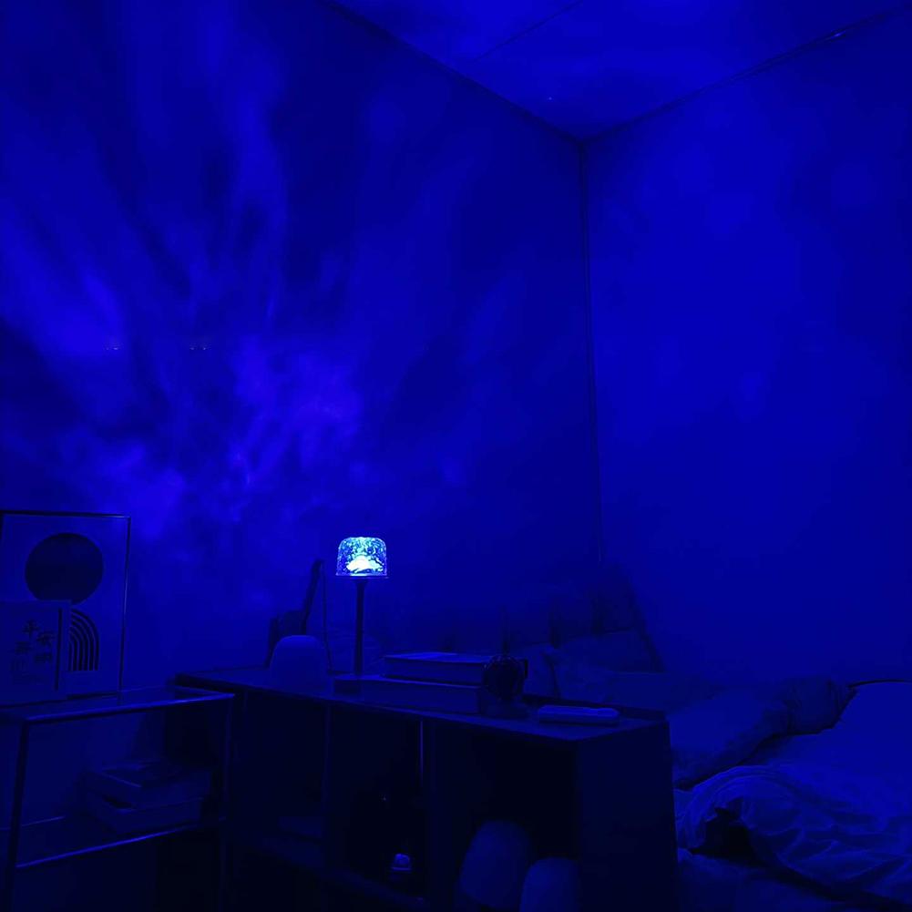 High Footed LED Atmosphere Desk Lamp Water Ripple Romantic Projection Night Light 3/16 Colors Changing Non-slip Bottom Lamp