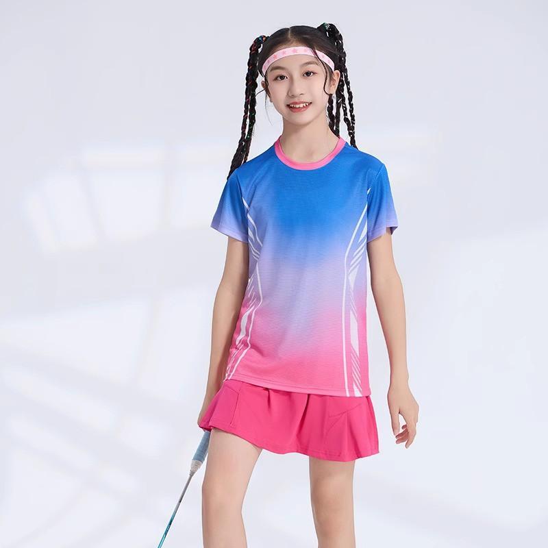 Custom Printed Quick-Dry Badminton Shirt Kids Unisex Sport Top Tennis Pickleball Training Competition Wear