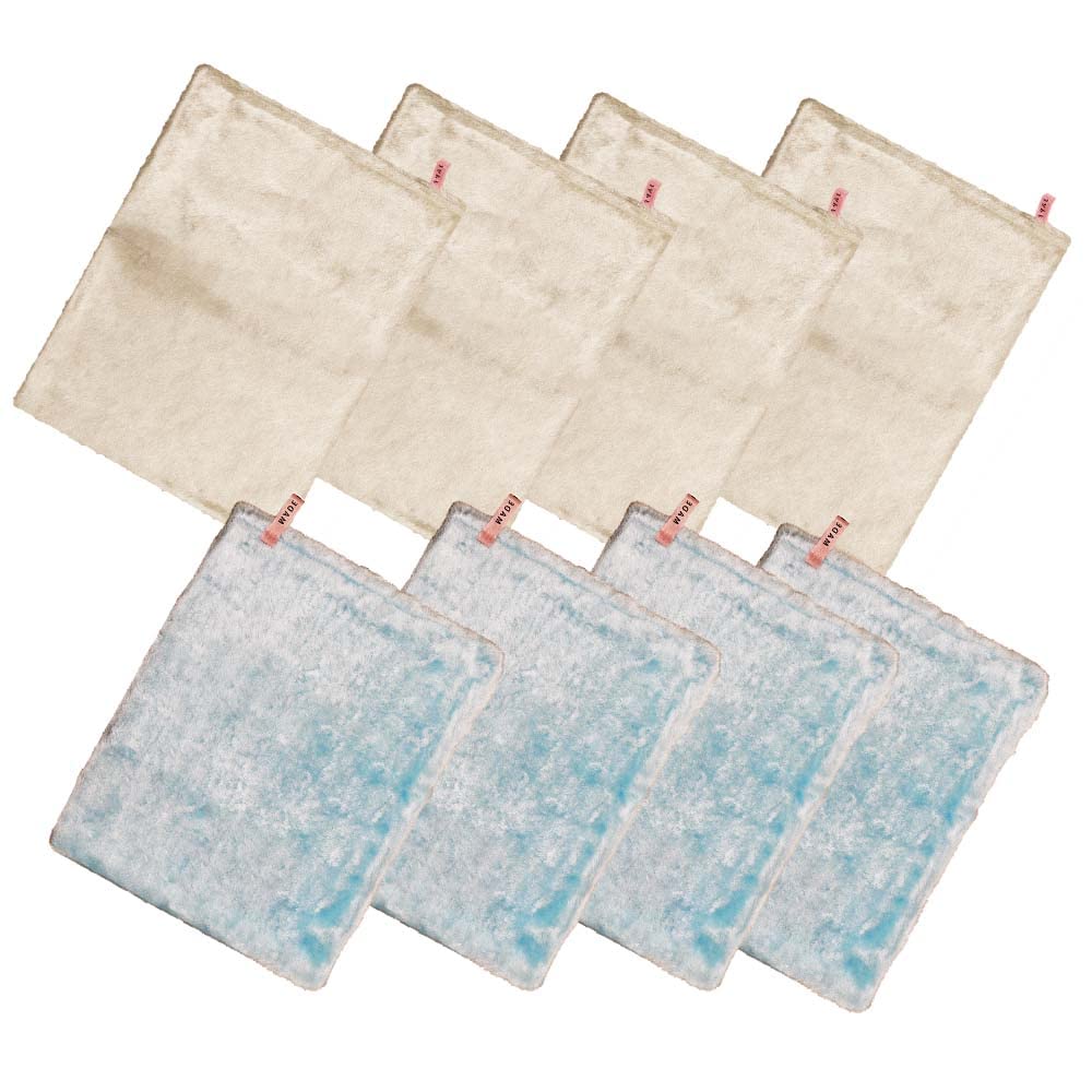 Copa Corporation Pulsui Cloth 8-Piece Set, White & Sky Blue, Cleaning Cloths, Natural Pulp, Made in Japan