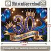 2D flat banner, 1 piece, elegant blue and gold color scheme birthday background decoration for 30th anniversary, background