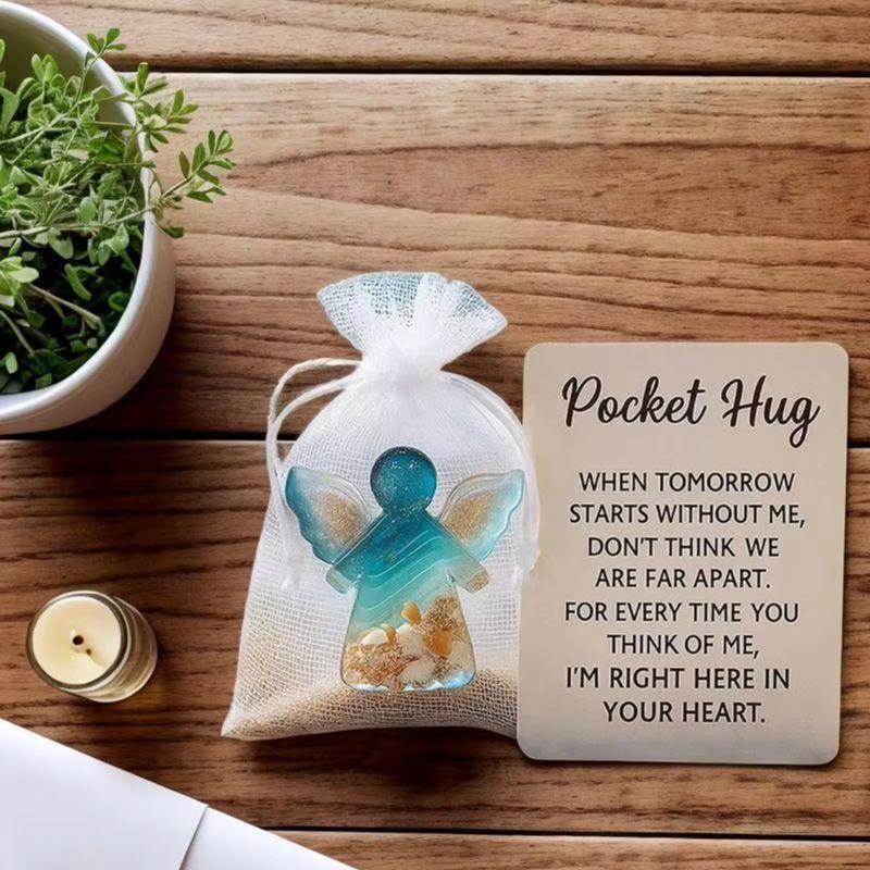1-3Pcs Mini Resin Angel Pocket Hug with Encouragement Card Cute Birthday Gift Sentimental Present for Friends And Family
