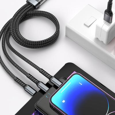 100W Transparent Data Cable with Power Display USB-C To 8-pin/Micro-USB Braided Charger Cord Fast Charging And Data Transfer Charging Cable