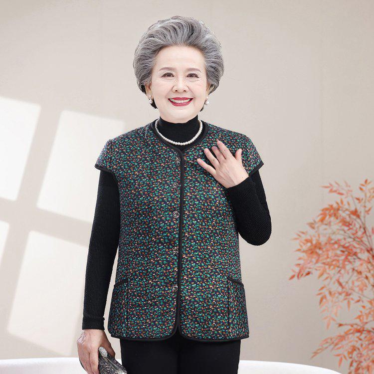 Grandma-Style Sleeveless Cotton Padded Vest with Sleeve Shoulder Protection for Women 2025 - Midlife & Elderly Warmth