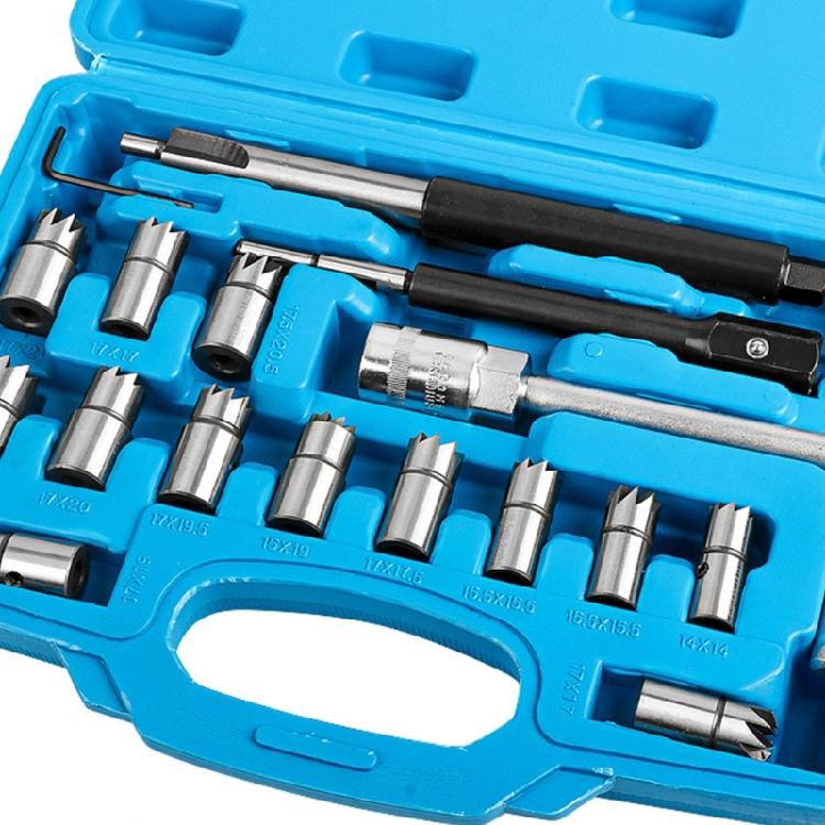 Complete Valves Seat Repair Tool Set 17pcs Heavy Duty Automotive Maintenance Kit with Storage Box for Fuels Injectors