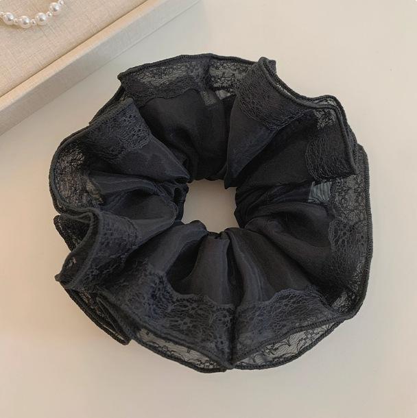 Lace edge super fairy large intestine hair band female court retro ponytail hair rope ball head hair accessories