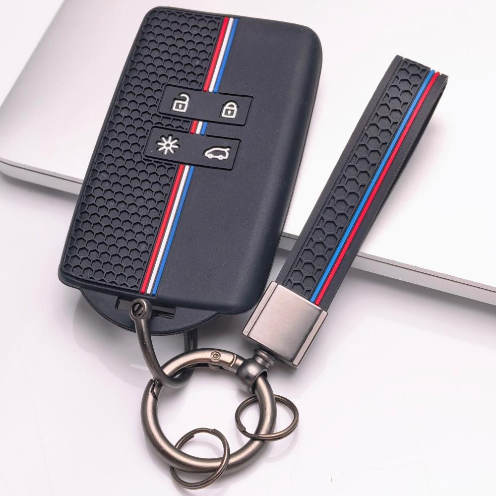 Silicone Car Key Fob Cover Compatible with Renault Koleos Kadjar Megane Talisman Captur Espace Arkana Scenic Smart Key Protective Case with Matching