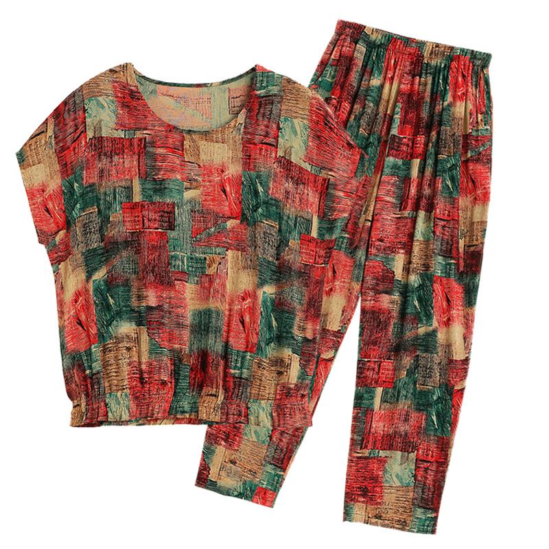 Plus Size Two Piece Sets Female Loose Elegant Pants and Blouse Set