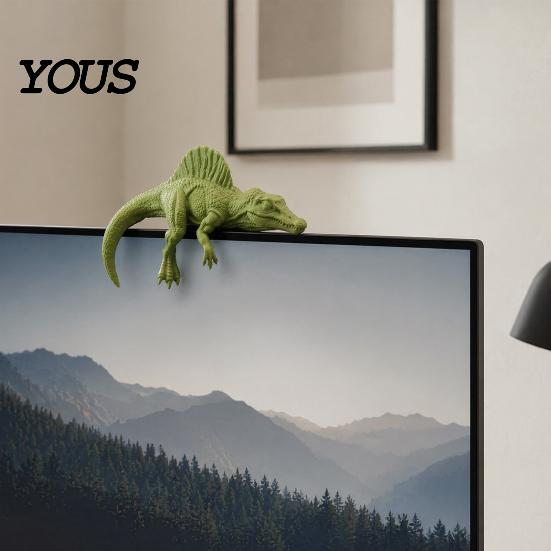 Realistic Dinosaur Model 4 Pcs 3D Printed Monitor Topper, Fun Office Desk Decor, Hanging Paw Figure Cute Animal Car Dashboard Accessory for