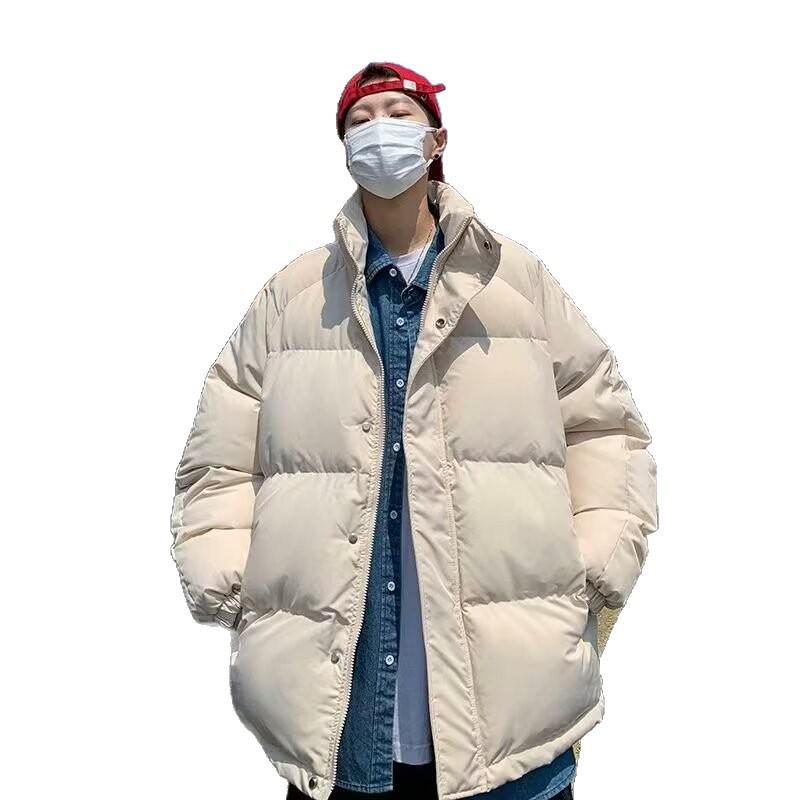 Herren Koreanischer Stil Verdickte Baumwoll-Pufferjacke - Lockerer Schnitt Stehkragen Wintermantel.