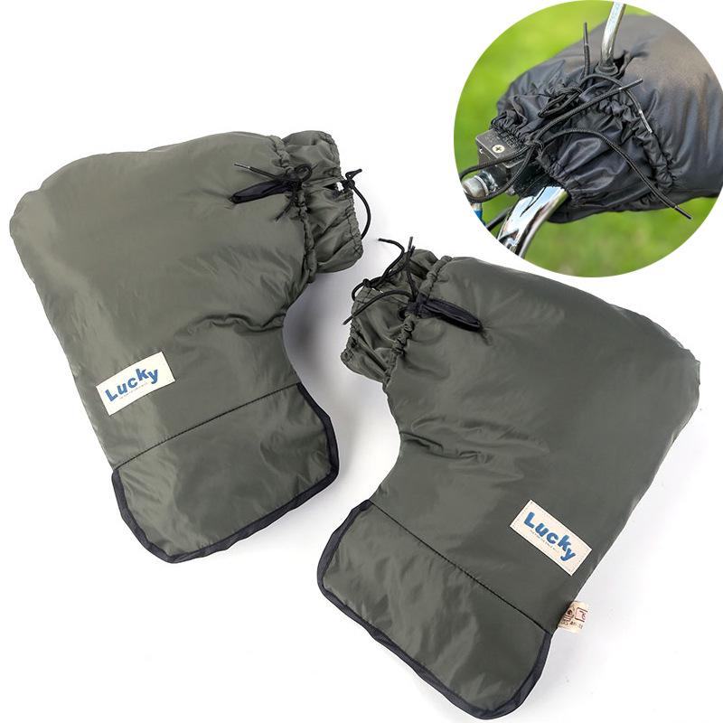 Electric Bicycle Winter Handlebar Cover: Waterproof, Windproof, Thick Fleece Gloves for Cold-Proof Riding