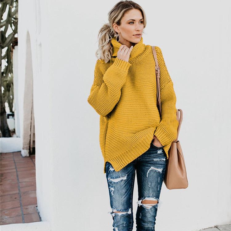 2026 Autumn/Winter Women's Thick Yarn High Neck Long Sleeve Knit Pullover Sweater
