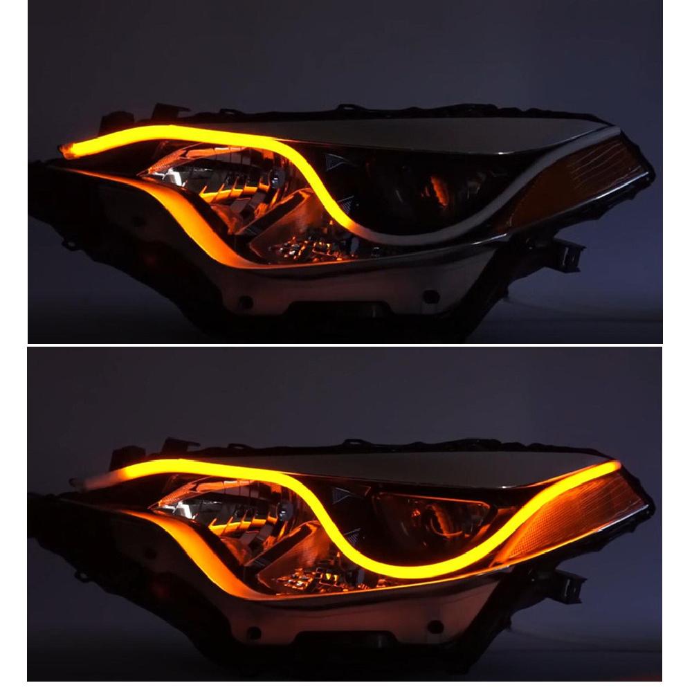 2 Pcs 60Cm Soft Flexible Car Flowing Led Light Strip Drl Turn Signal Lamps Dc12V