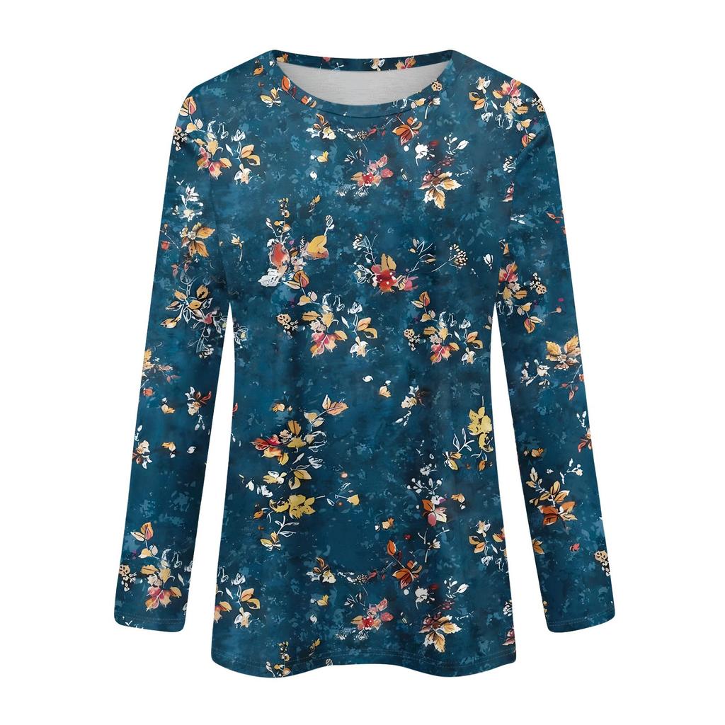 Long Sleeve Shirts For Women Cute Print Graphic Tees Blouses Casual Plus Size Basic Tops Pullover