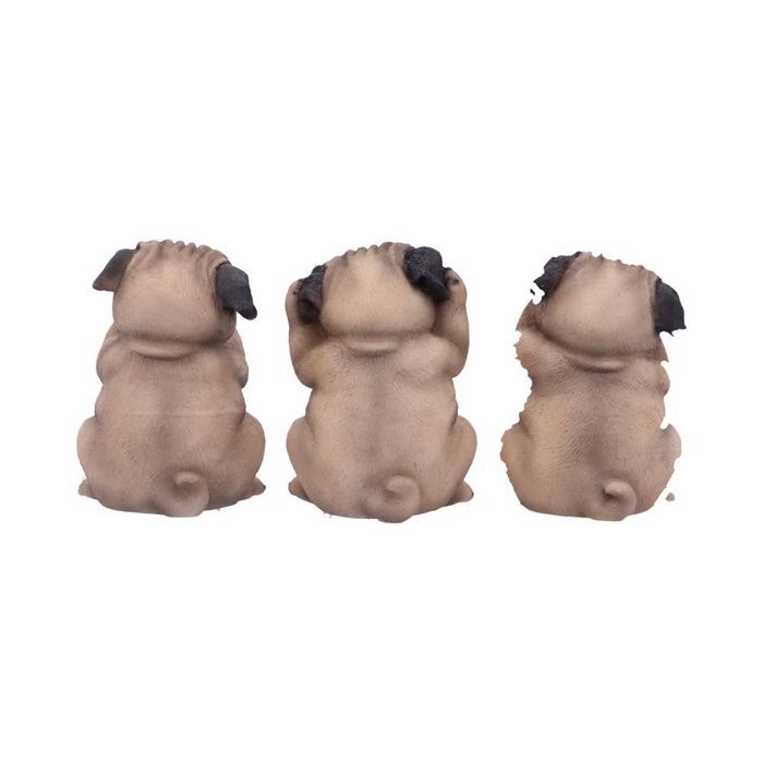 Figurines - NEMESIS NOW - Three Wise Pugs - Polyrésine - 8.5cm - Brun