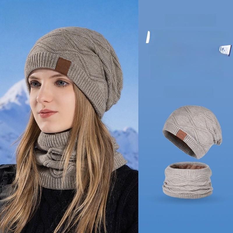Knitted Winter Hat And Neck Warmer Set With Windproof Insulation For Men And Women