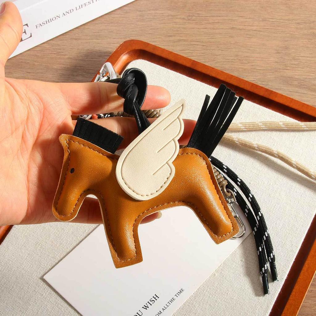 Little Pegasus bag pendant cute tassel contrasting color cartoon pendant car keychain leather pony