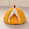 Cat Cave Bed Washable Warm With Removable Pad Pumpkin Enclosed Cat Bed With Door Drape For Calming Sleeping Winter Kitten Small