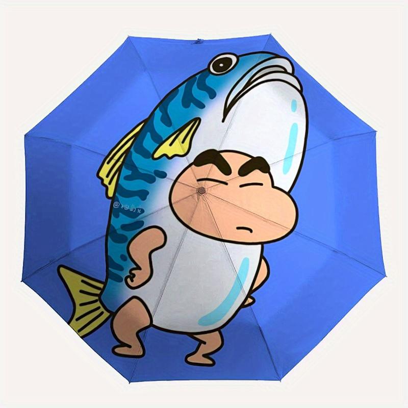 

1pc Fish Crayon Shin-chan Automatic Umbrella 8-Bone Design Compact Gear for Outdoor Travel, Perfect Helloween Chrismas Gift for Friends or Family y250