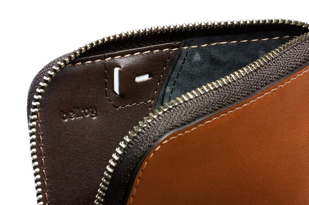 Bellroy Leather Card Pocket Wallet Slim Zipper Wallet up to 15 and Caramel - (Holds Cards, Bills, Coins) -